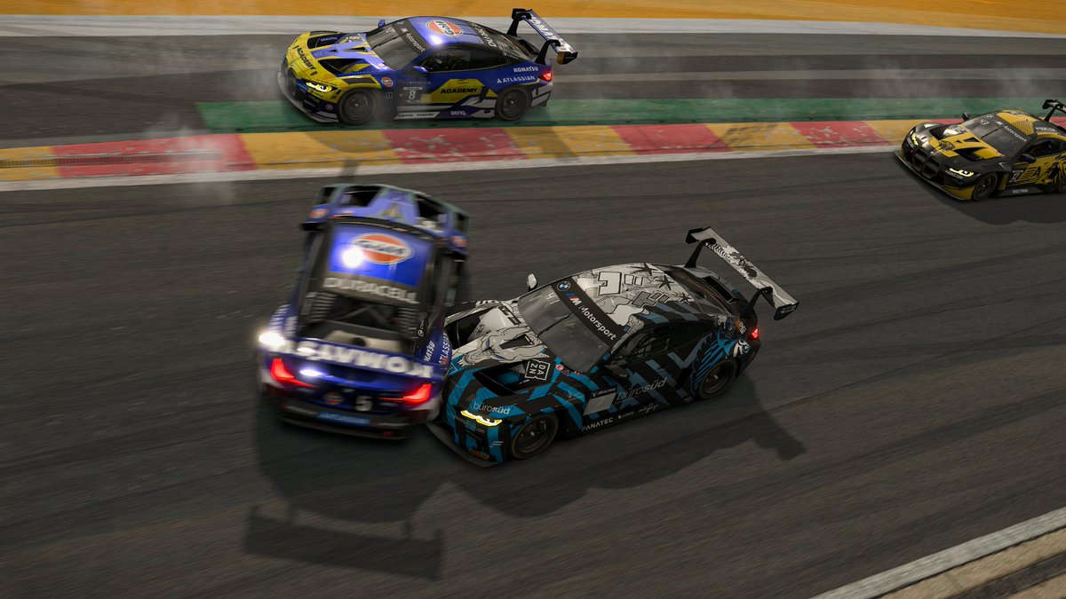 🦓 The iRacing 24h Spa-Francorchamps is underway!

Tough start for BS+DEMON, caught in the opening lap chaos. Meanwhile, solid progress for the BMW M Team BS+COMPETITION with Rainer Talvar and MAHLE RACING TEAM with Oskari Rinne – currently running P10 and P11! 🔥