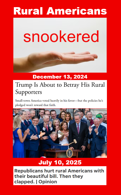 bennel62's tweet image. #Rural #Americans #snookered big-time in #2024election and now they are going to #paytheprice #biguglybill paulsnewsline.blogspot.com/2025/07/rural-…