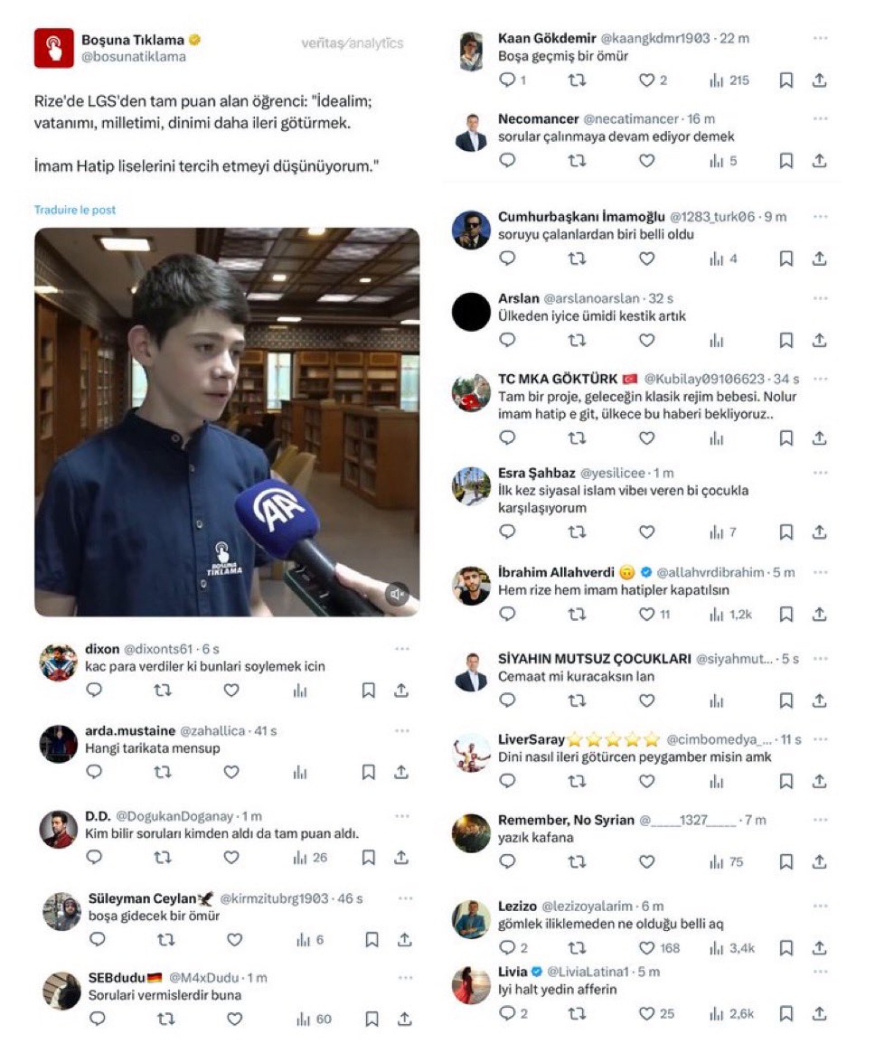 Başarılı bir çocuk hayalini ne de güzel dile getirmiş. Bu ülkenin mayasındaki değerlere düşman beşerler de hemen kanalizasyonlarını boca etmiş. İdeolojik kafatasçılıkları gıdım değişmemiş, değişmez bunların..