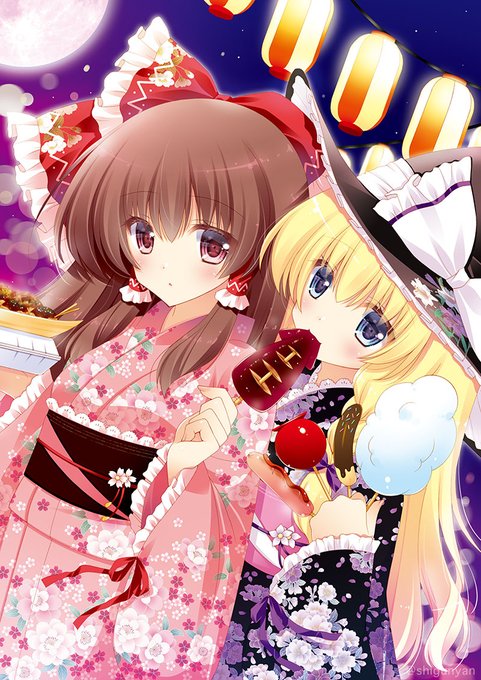 #東方Project 夏祭り🏮れいまり再掲 