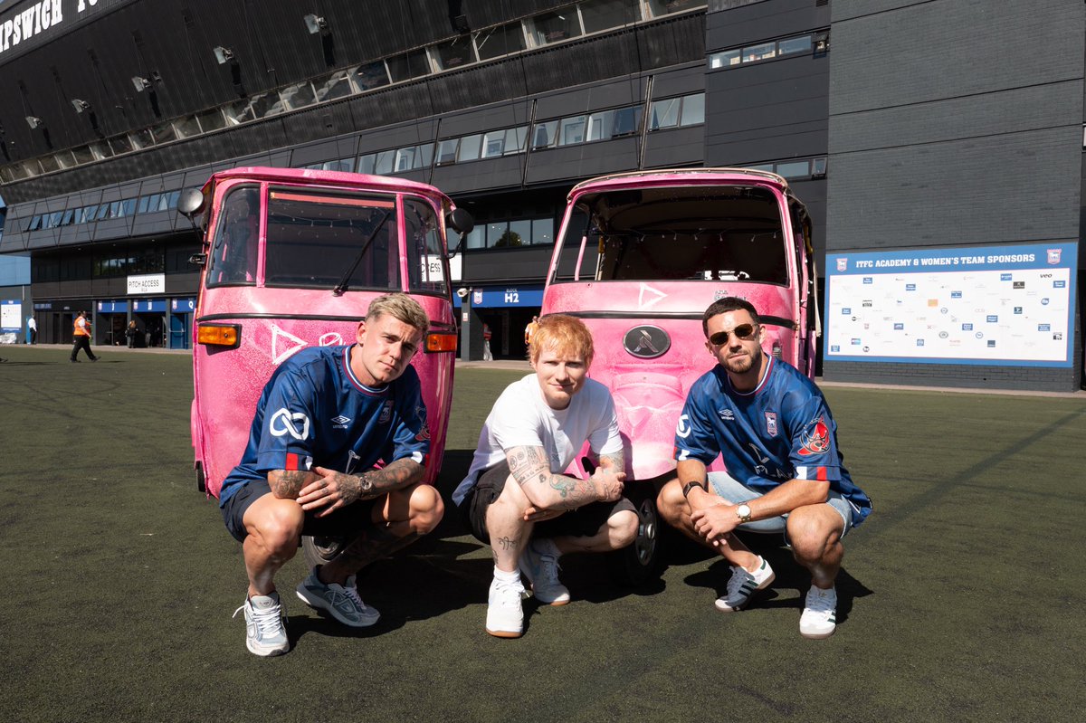 edsheeran's tweet image. Watch out for our Play TukTuk's at Ipswich Station this weekend! You might be lucky and catch a ride to the stadium in style 🩷 #WelcomeHomeEd