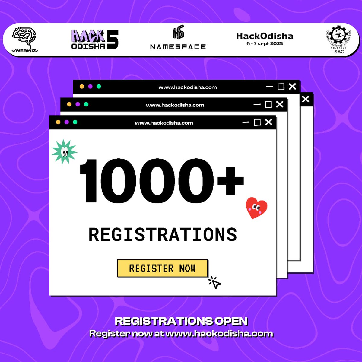 webwiznitr's tweet image. 🔥 1000+ registrations and counting!
HackOdisha 5.0 is ON FIRE! 🔥
📅 Sept 6–7 | 🏆 ₹2.5 Lakh Prize Pool
💻 36 hours of nonstop innovation, swag & chaos.
⏳ Don’t miss out — register now:
👉 hackodisha-4.devfolio.co
#HackOdisha #HO5 #Hackathon #Webwiz #CodeMode #TechOnFire