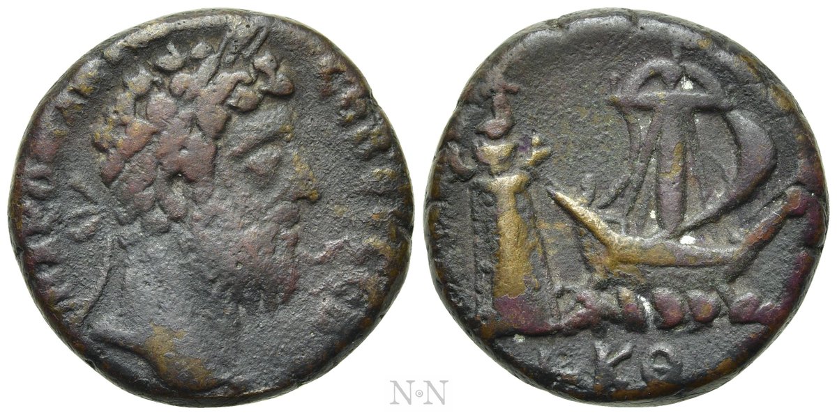 A nice Pharos &amp; ship tetradrachm struck in Alexandria under Commodus just sold for €525. That's cheap since it is well-centred &amp; most of the pertinent details, such as the crowning statue of Helios can just about be discerned. You can even see the phalluses on the Tritons🍆
