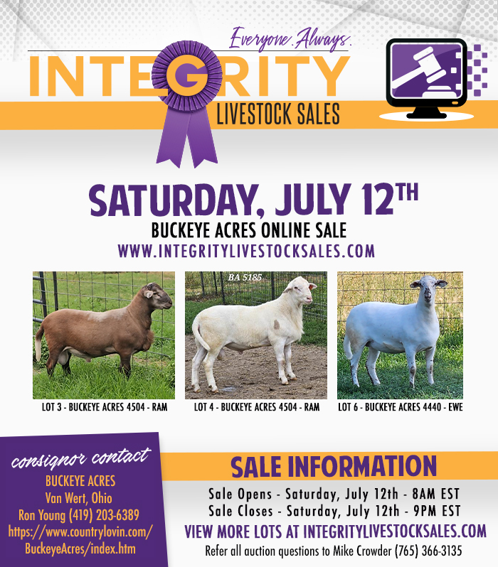 Buckeye Acres Online Sale - Tonight on Integrity! Bid at: integritylivestocksales.com