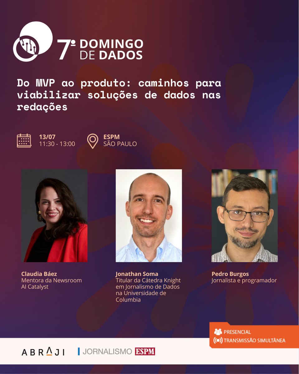 💻Vamos discutir estratégias de produto, financiamento e engajamento para transformar dados em serviços sustentáveis para o público.