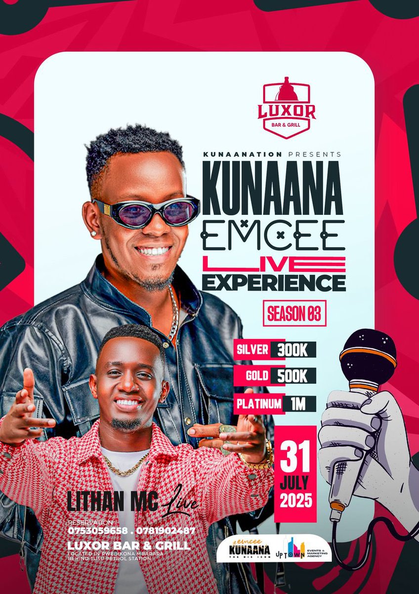31st July we’re going For #KunaanaEmceeLiveExperienceSn3
At Luxor Bar &amp; Grill