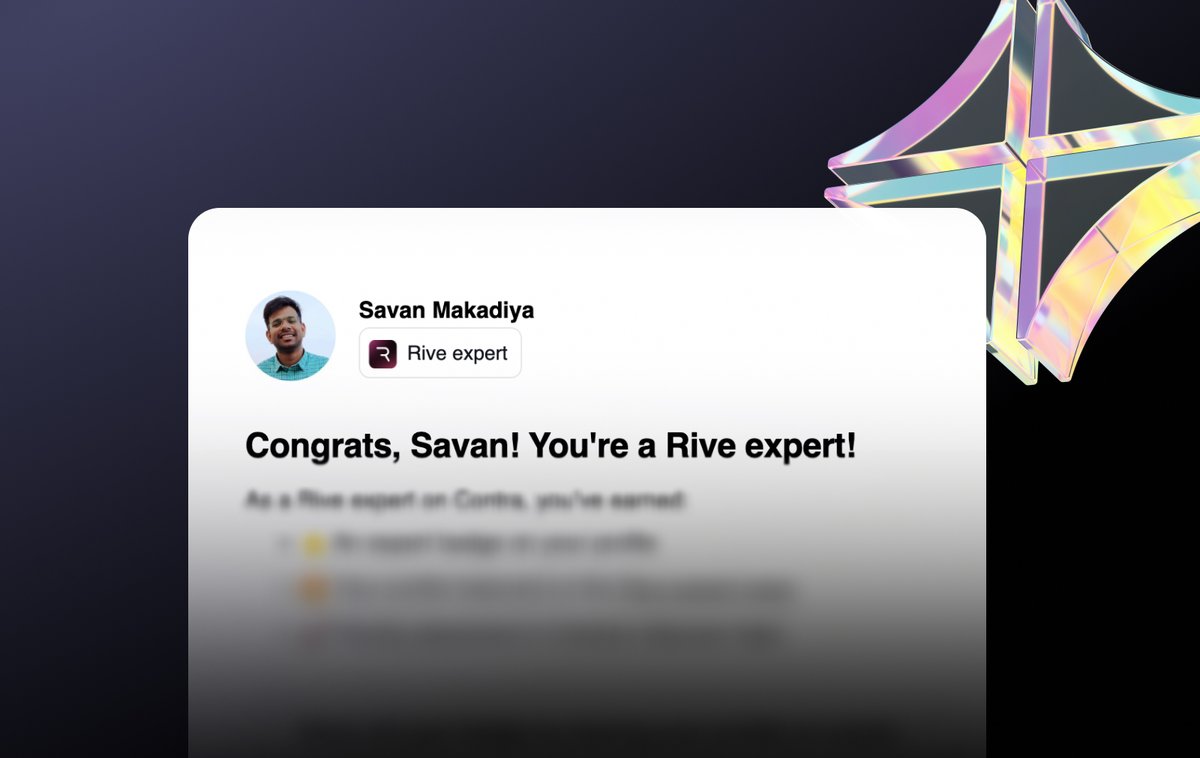 SavanMakadiya's tweet image. It’s time to turn ideas into motion! 🌪️
Thanks @contra @rive_app