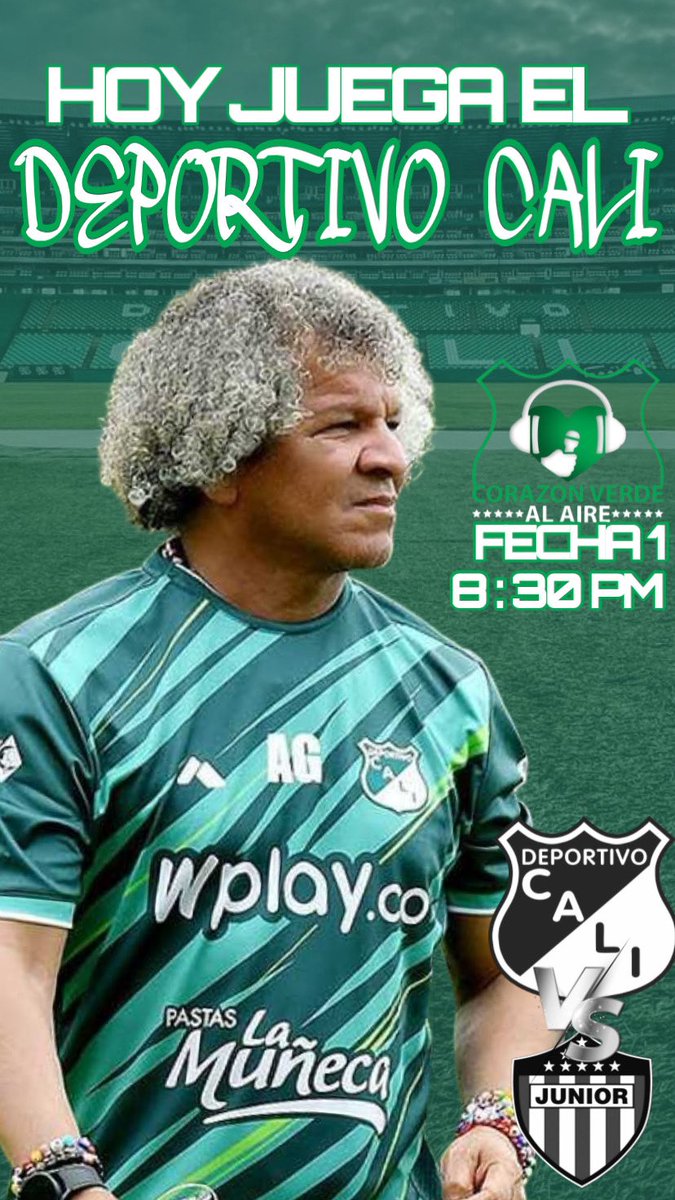 💚⚽️ Esta noche, nuestro corazón verde late más fuerte ⚽️💚

⚽️ Deportivo Cali 🆚 Junior
⏰ 8:30 PM
🏟️ Estadio Deportivo Cali
📅 Fecha 1 | Liga BetPlay Dimayor 

Acompañemos al Glorioso en casa y vivamos juntos con Corazón Verde al Aire 🎙️el minuto a minuto.

#VamosCali