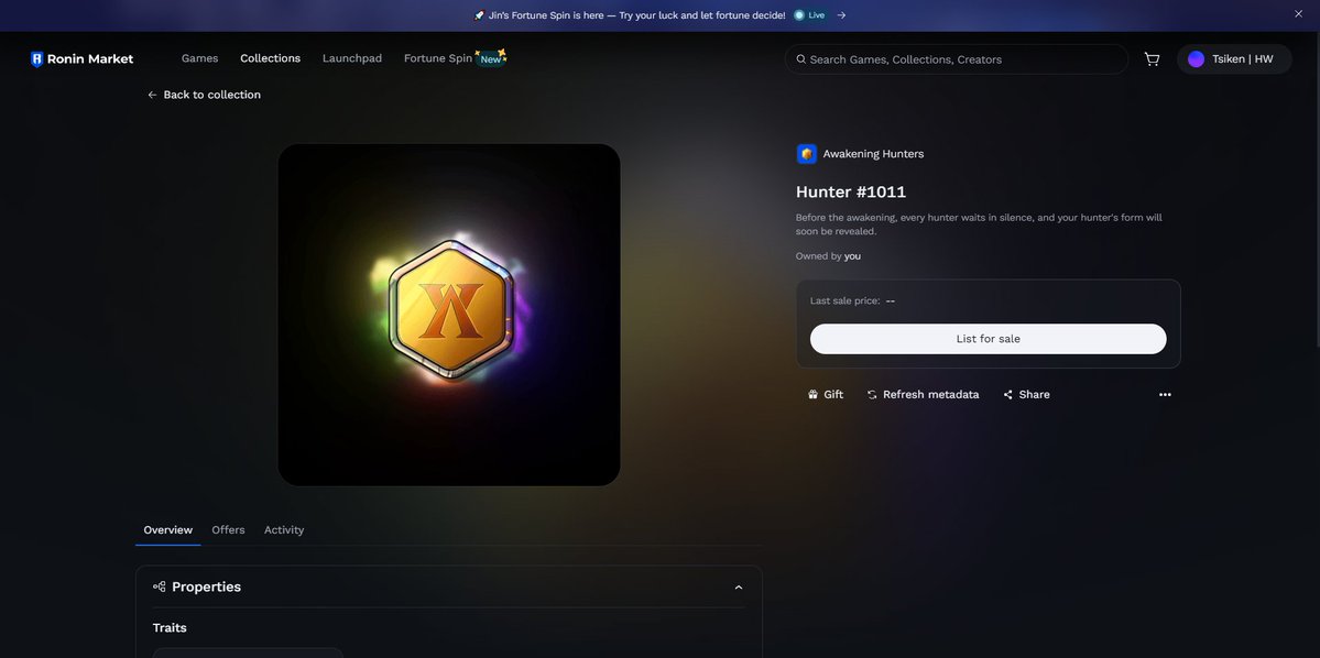 tsikenHW's tweet image. Minted @AwakenHunterNFT, excited for the reveal! 1/1 fingers cross🤞