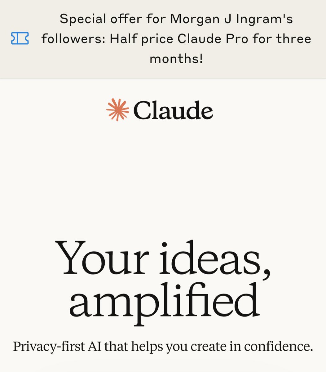 🚨 Claude Pro At 50% discount 🚨

Here is link - claude.ai/morgan?utm

Retweet more and more so that everyone can use this offer ❤️❤️