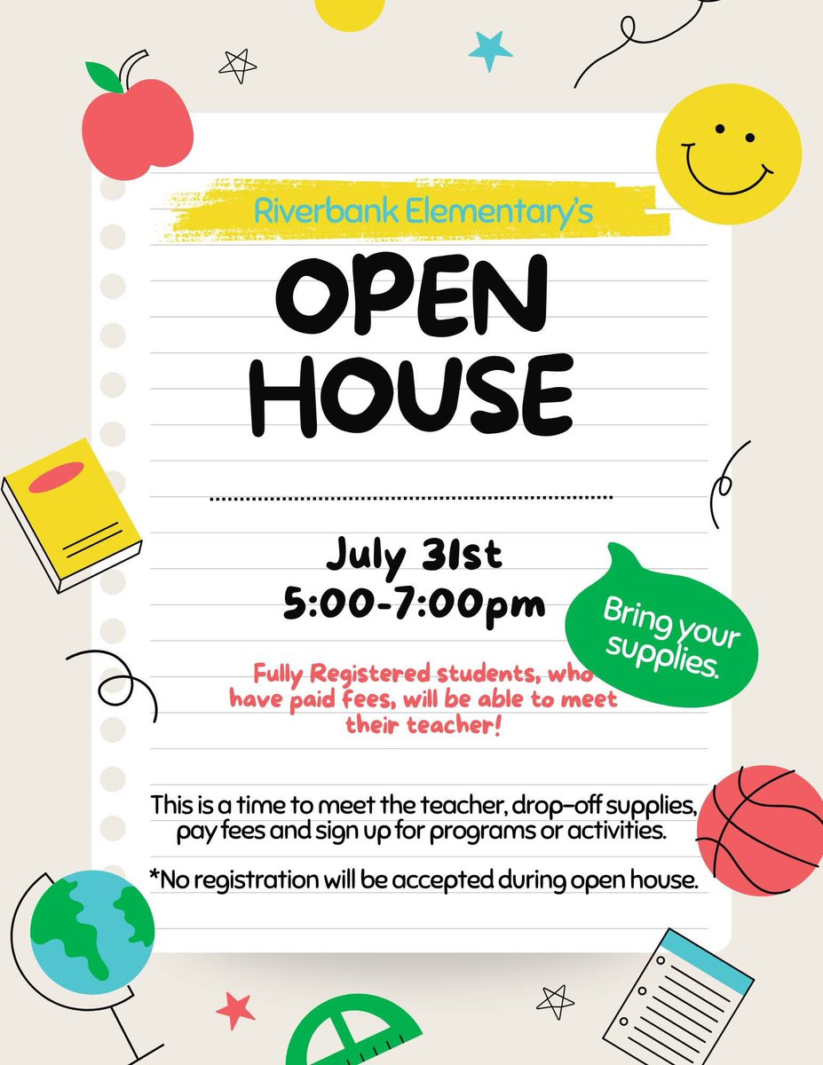 Open House:
Join us on July 31st for our Open House event! We are looking forward to seeing all our Sea Turtles again. We hope you'll be there!

*In order to attend Open House and meet their teacher, all students must be registered prior to the event.