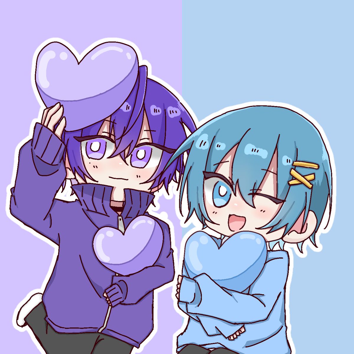 しおちぐ🩵💜 #AMPTAKxCOLORS #めてとら #心音くん #ちぐさくん #イラスト