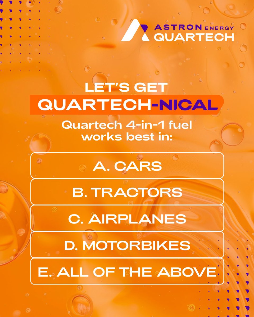 We’re back with our monthly Quartech-nicalquiz! Share your answer in the comments🚘 

#AstronEnergy #Quartechnical