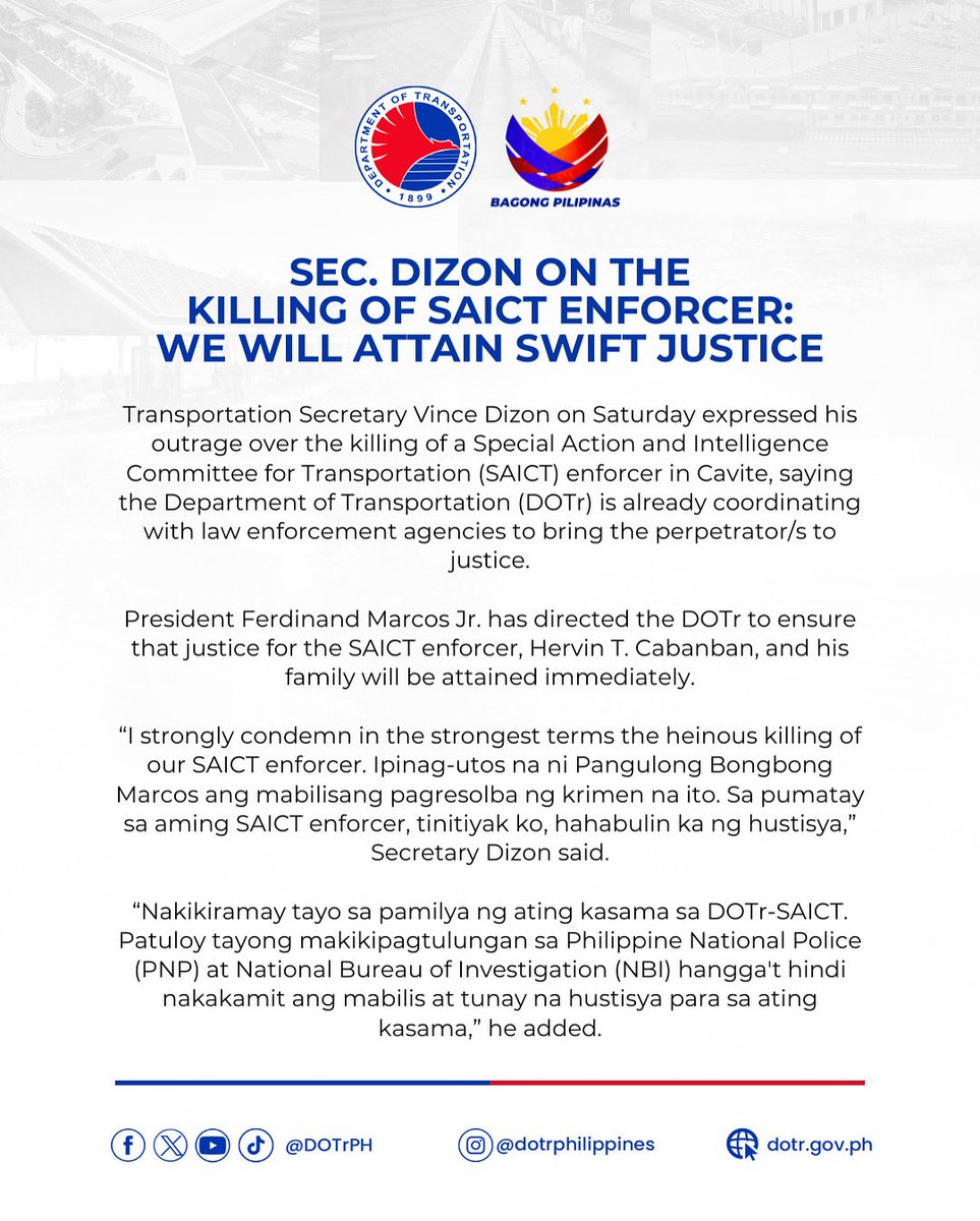 𝐒𝐄𝐂. 𝐃𝐈𝐙𝐎𝐍 𝐎𝐍 𝐓𝐇𝐄 𝐊𝐈𝐋𝐋𝐈𝐍𝐆 𝐎𝐅 𝐒𝐀𝐈𝐂𝐓 𝐄𝐍𝐅𝐎𝐑𝐂𝐄𝐑: 𝐖𝐄 𝐖𝐈𝐋𝐋 𝐀𝐓𝐓𝐀𝐈𝐍 𝐒𝐖𝐈𝐅𝐓 𝐉𝐔𝐒𝐓𝐈𝐂𝐄

#DOTrPH🇵🇭

facebook.com/share/p/1FN2Nd…