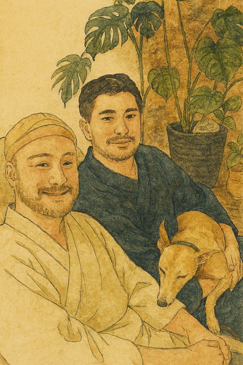 We are at a Japanese restaurant and I asked chat gtp to turn our picture into like a hoshigaki style painting. 

I’m fucking dying at the result. 

I feel like it’s a tad culturally insensitive.
