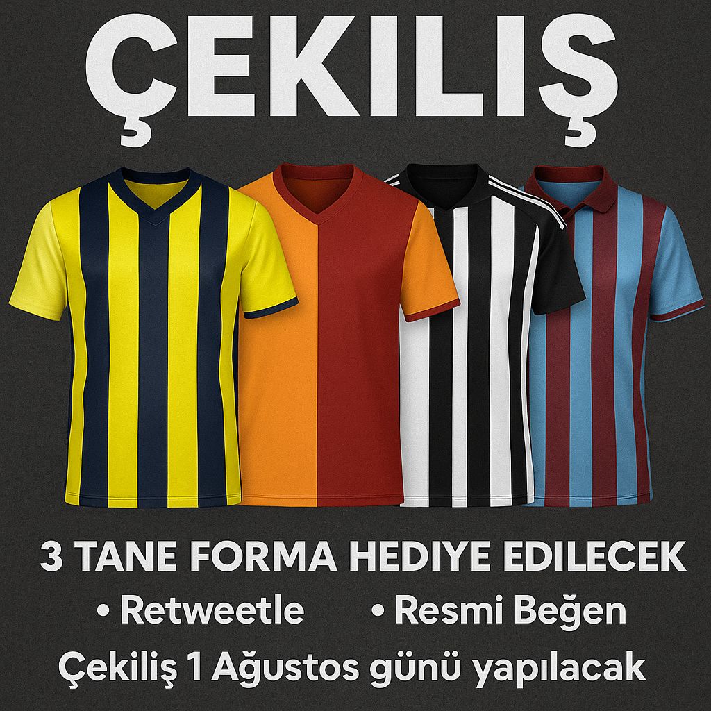 🎁YENİ SEZON FORMA ÇEKİLİŞİ

🎁3 kişiye tuttuğu takımın yeni sezon forması hediye ediyoruz.

Çekilişe katılmak için; 📷

📷<a href="/iptvheracom/">Hera Media</a> hesabını takip et,
 📷 Bu tweet'i beğen ve retweetle.  

📷 Çekiliş 1 Ağustos günü açıklanacaktır.