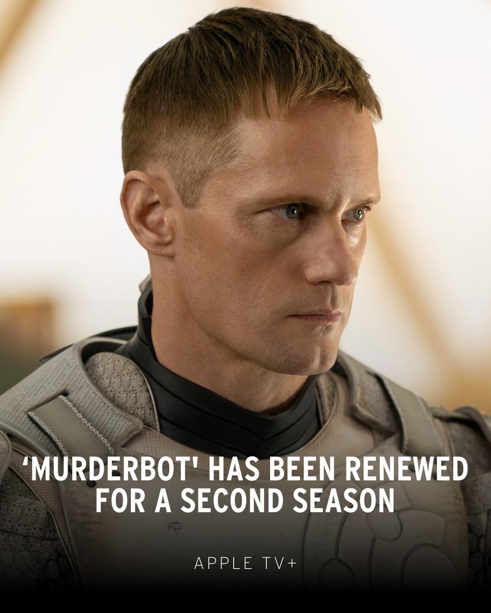 IMDb's tweet image. #Murderbot has been renewed! Alexander Skarsgård's emotional security android will return for Season 2. 🤖