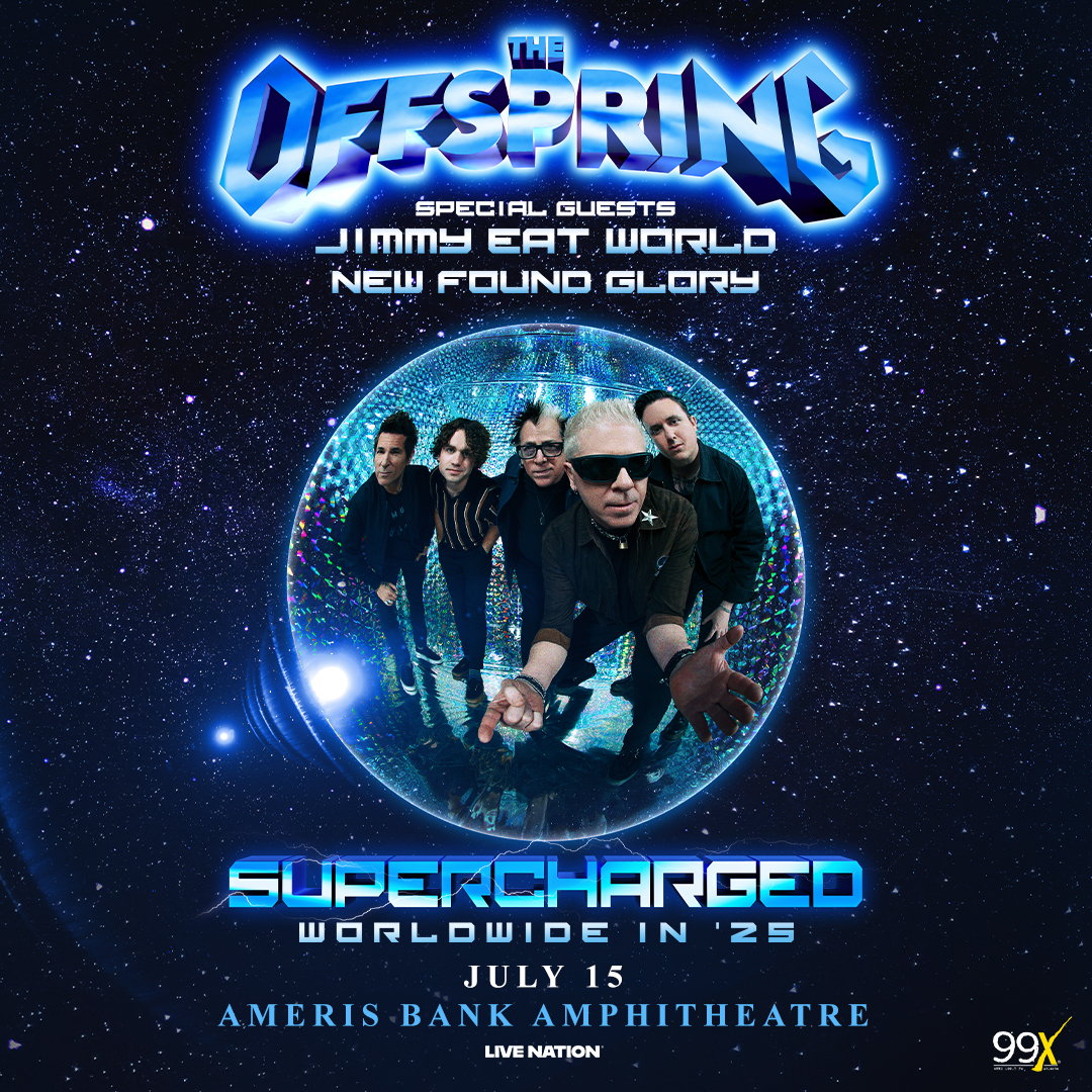 99X (@99x) on Twitter photo 99X Presents The Offspring with Jimmy Eat World and New Found Glory at Ameris Bank Amphitheatre on Tuesday, July 15th! ⚡
Listen to 99X all weekend for your chance to win a pair of tickets! You'll also be qualified to win a SUPERCHARGED VIP Experience! 🤩 99X Presents The Offspring with Jimmy Eat World and New Found Glory at Ameris Bank Amphitheatre on Tuesday, July 15th! ⚡
Listen to 99X all weekend for your chance to win a pair of tickets! You'll also be qualified to win a SUPERCHARGED VIP Experience! 🤩