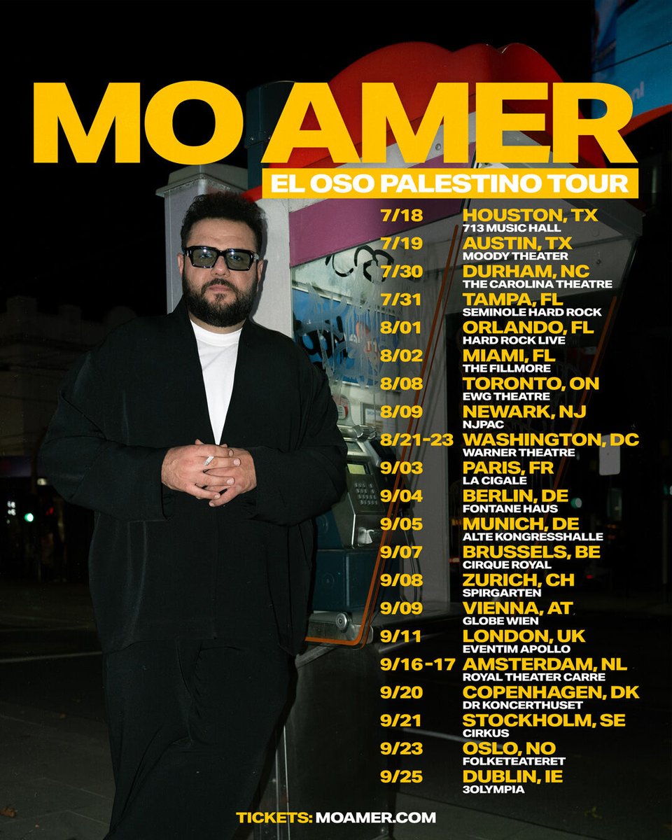 realmoamer's tweet image. El Oso Palestino has been incredible so far. More US cities around the corner & then Europe! Grab your 🎟️ while they last: moamer.com/#Tours