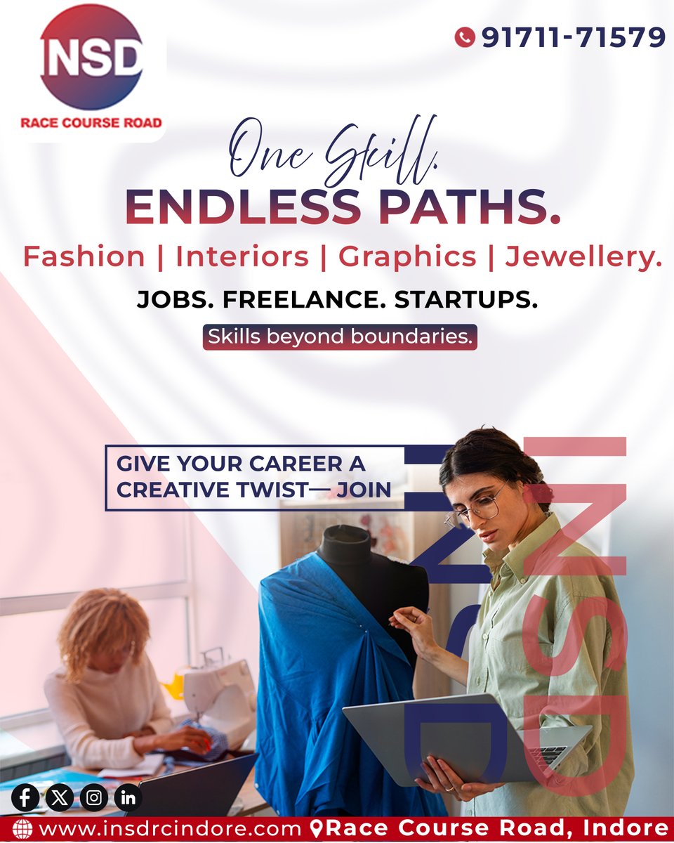 INSDRCINDORE's tweet image. One creative skill = endless career paths!

From fashion to interiors, graphics to jewellery — your talent can lead to jobs, freelance gigs, or your own brand.

No limits. Just possibilities.

💡 Join INSD — Where Creativity Becomes a Career.

#INSDIndia #DesignYourCareer