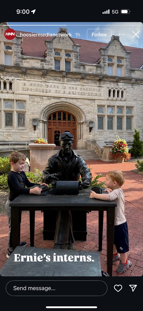 Thank you to the Hoosier Media Network for sharing this moment of Ernie with his new interns! You’re never too young to appreciate journalism!