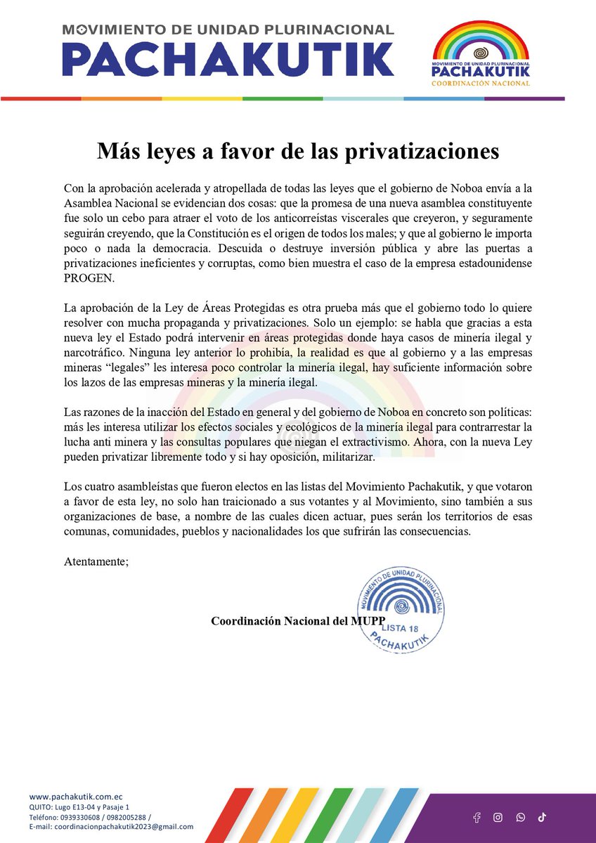 ⭕ Más leyes a favor de las privatizaciones.