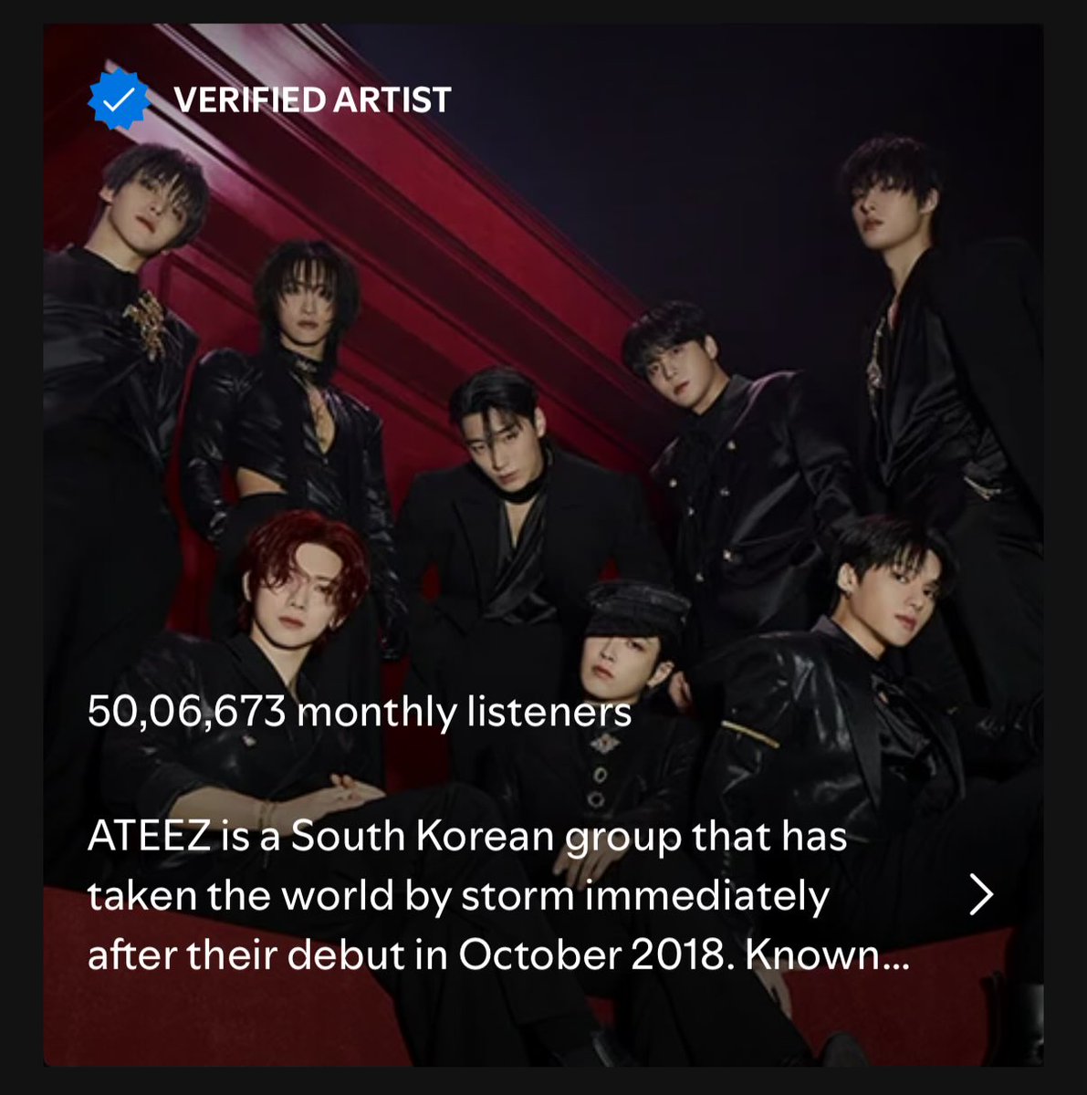 ATEEZ hits 5M listeners on Spotify.