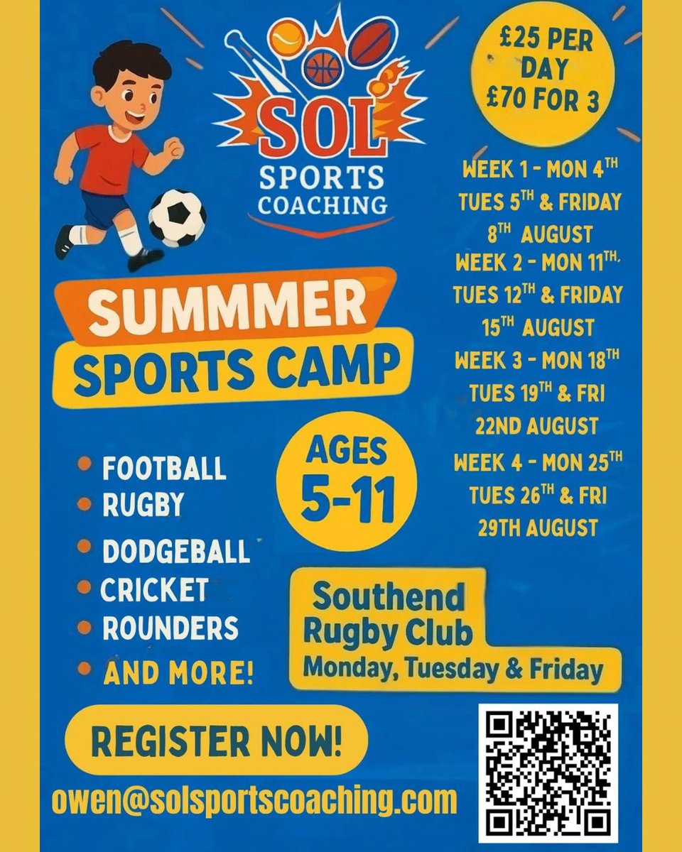 ☀️ An action packed summer at Warners Bridge for the kids! 

Secure your place today! 💻 

#TogetherSouth #SolSportsCoaching
