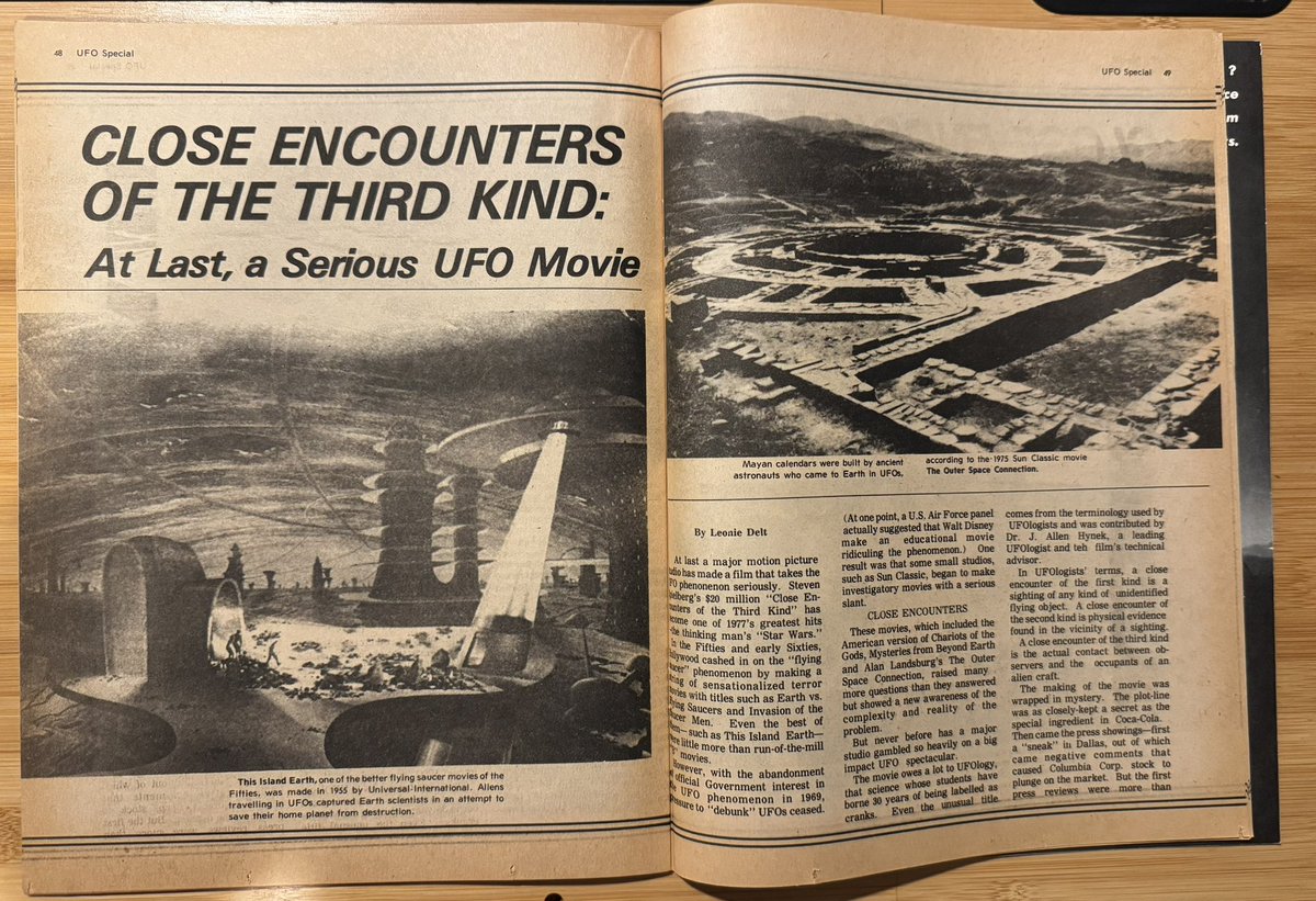 OurCE3K's tweet image. I’d been on the lookout for this UFO Special magazine with Close Encounters of the Third Kind coverage for a while. Nice to finally have it!