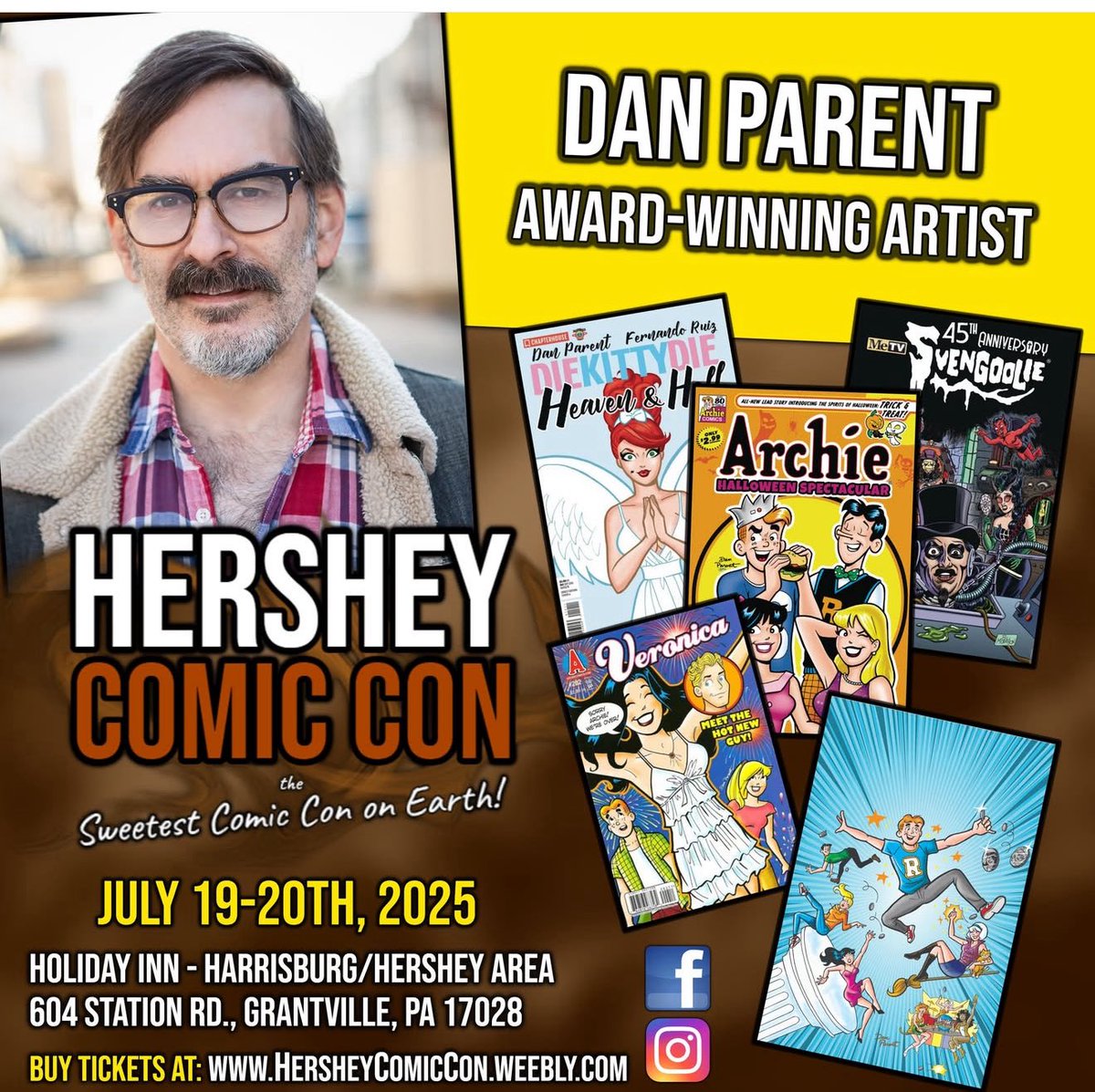 parentdaniel's tweet image. Next weekend I’ll be at Hershey Comic Con! And the night before, on the 18th , I’ll be streaming live on WHATNOT with my pals at Mellow Fellow Trading!
@ArchieComics @Hersheys