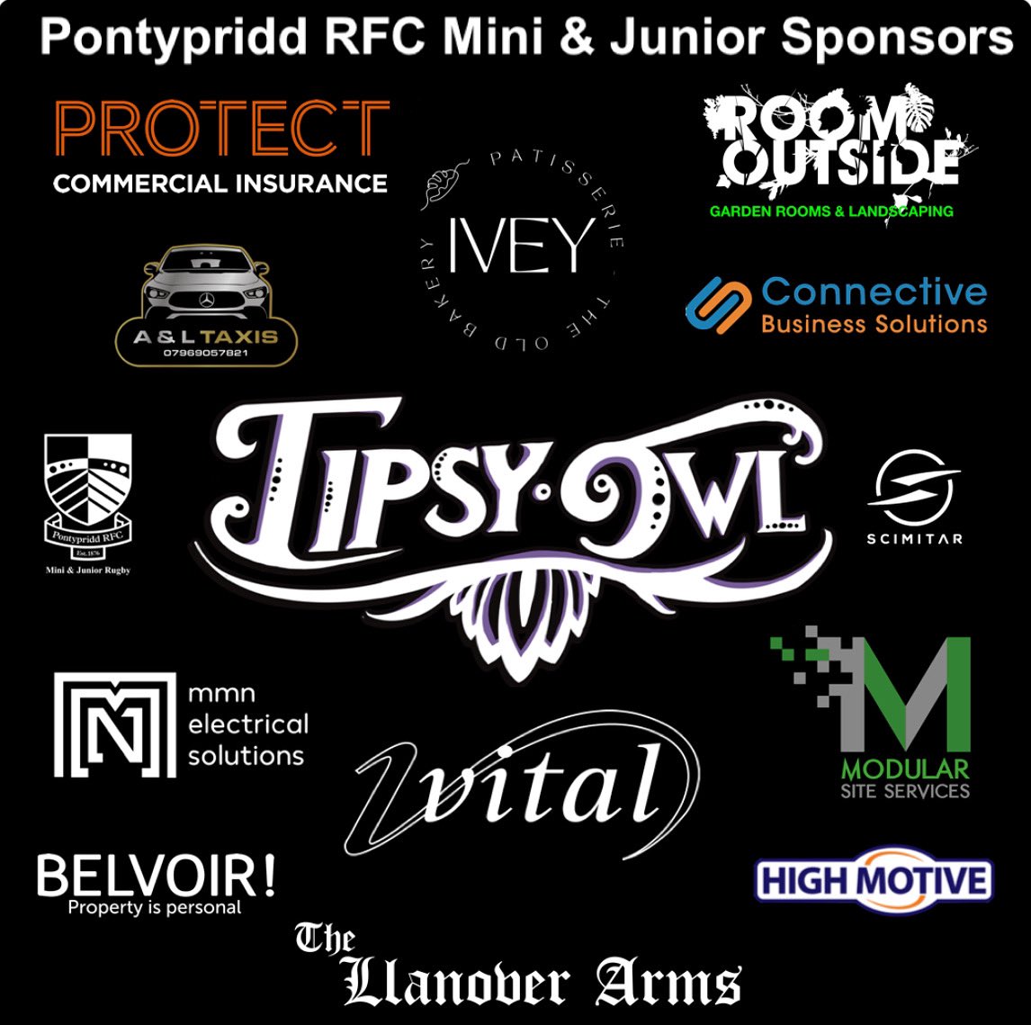 It’s time to introduce you to our new playing kit sponsors. We’re incredibly grateful and humbled by these local businesses and the contribution they make to Mini &amp; Junior rugby.  
#thankyouverymuch #sponsors 
#weareponty⚫️⚪️
#mini&amp;juniors⚫️⚪️🔴
<a href="/PontypriddRFC/">Pontypridd RFC</a>