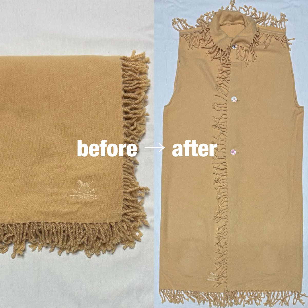 KeitaNishiguchi's tweet image. feel like a cowboy🐎
after: my works = #worksofkn
before: #hermes #cashmere #stole