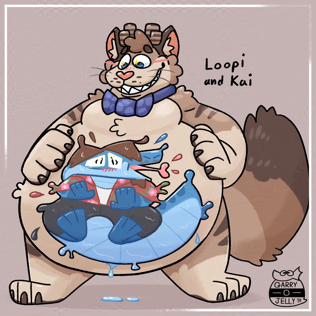 Garry_o_Jelly's tweet photo. a Belly sticker YCH for @LoopiLoaf with @SneksArePerfect 

cat and snake. like toast and jam - ah.🍞 https://t.co/J6Y7zYIvcU