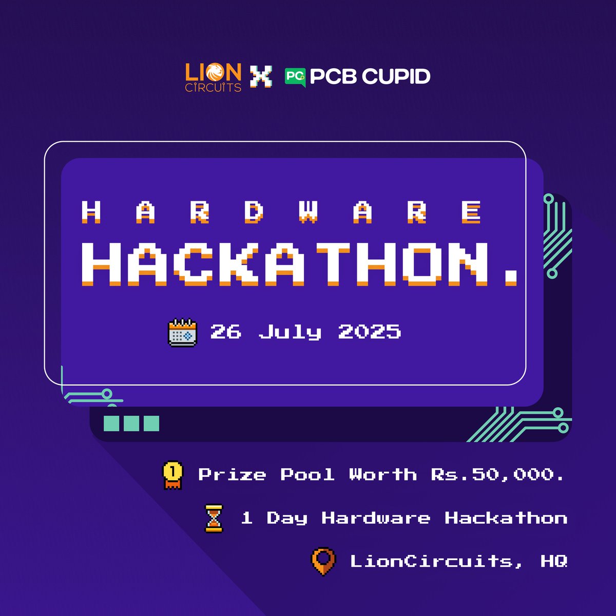 🛠️ Hardware Hackathon. But not the kind you’re used to.
On 26 July 2025, LionCircuits x PCB Cupid is bringing together India’s sharpest hardware minds for a 1-day engineering face-off.

-Build a working project from scratch
-Create and procure your BOM instantly
-Receive a