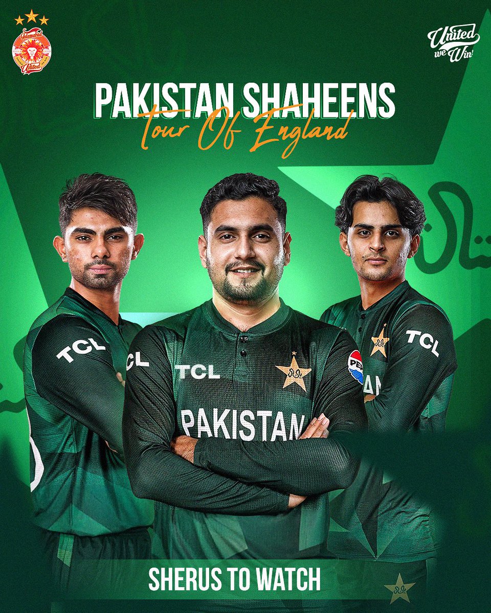 IsbUnited's tweet image. Wishing all our rising stars the very best for the Pakistan Shaheens’ tour of England!
Keep an eye on these Sherus #ReadyToRoar on the big stage. 🇵🇰
#UnitedWeWin #UnitedForPakistan