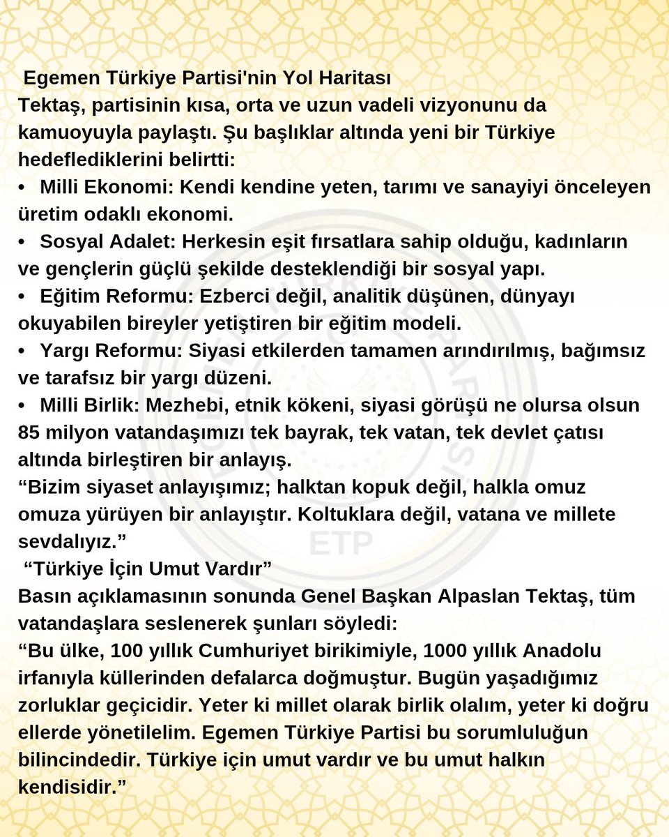 #EgemenTürkiyePartisi