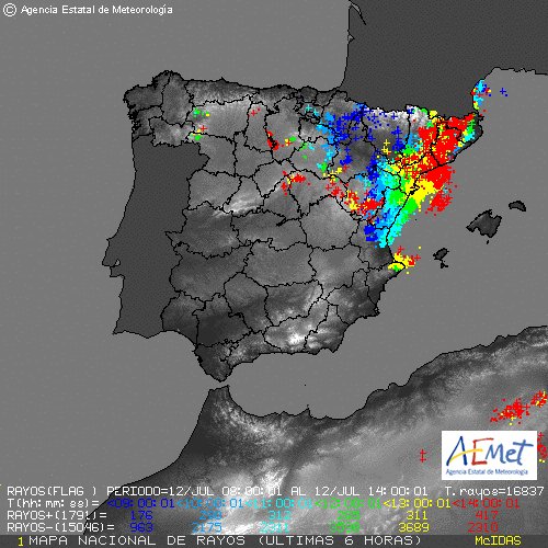 SpainStormPred's tweet image. Casi 17.000 rayos en las últimas 5 horas, la mayor parte en Cataluña