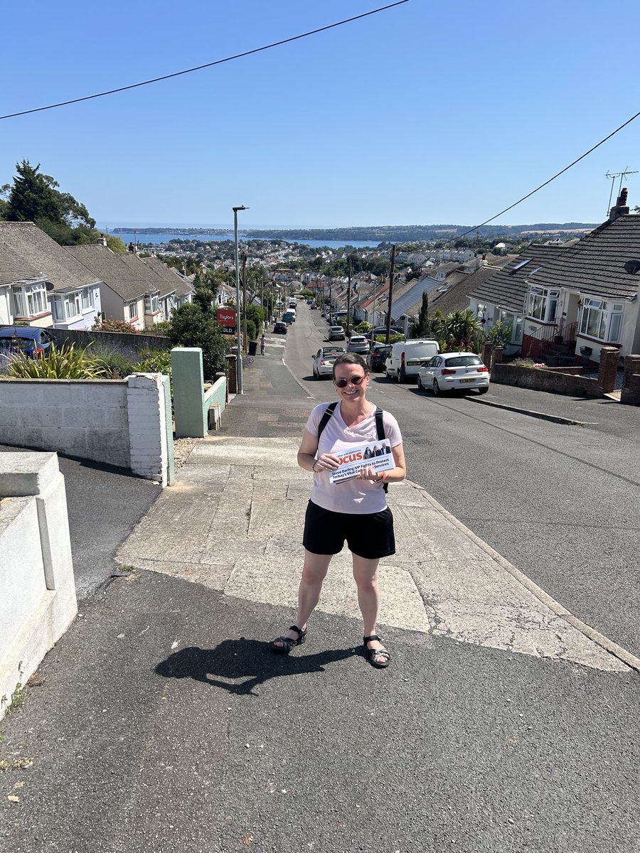 Cllr Cat Johns here delivering leaflets this sunny afternoon in Eden Vale Road. 
Focuses on local news in Paignton and also important news on Cardiology concerns and campaigns in Torbay from our MP Steve Darling. 
#cliftonandmaidenwaymyhome
#workingforourward