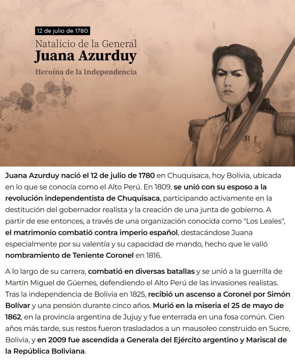 porquetendencia's tweet photo. "Juana Azurduy":
Porque se cumplen 245 años desde su nacimiento https://t.co/E8KPATK1GY
