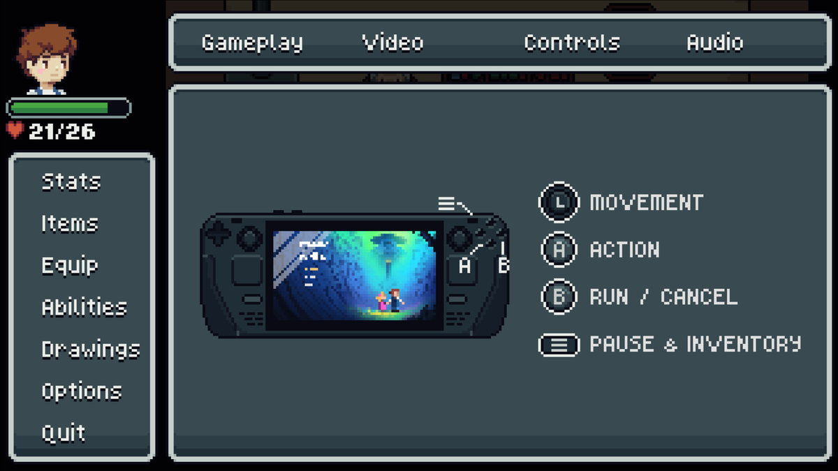 DreamedAwayRPG's tweet image. Probably overkill, but I think it's a nice touch for #steamdeck players.
Or should I just go with Xbox buttons?
#indiegame #indiedev #godotengine #pixelart