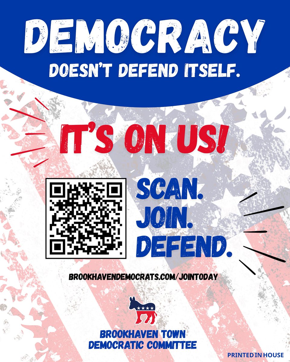 Brookhaven_Dems's tweet image. Democracy doesn’t defend itself!

It’s on us!
