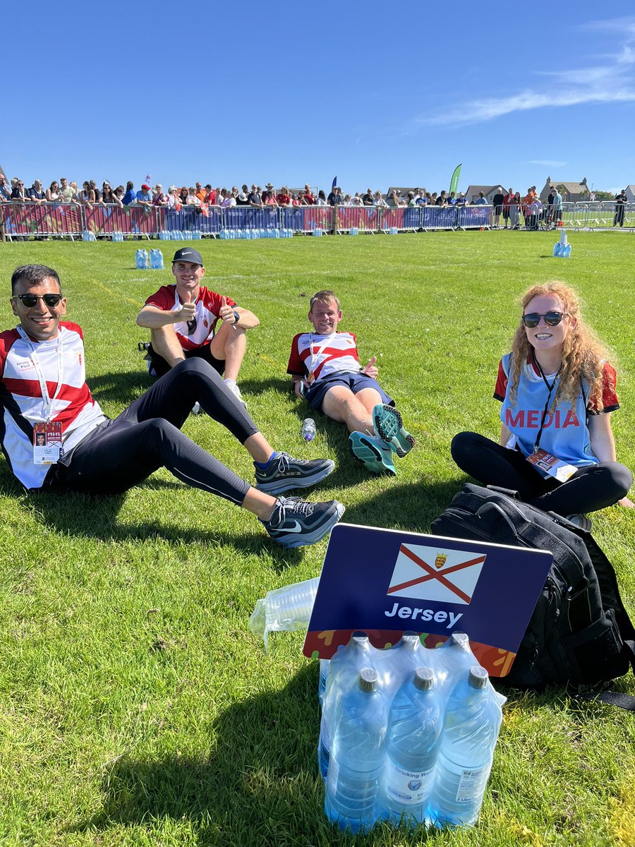 Our very own Athelete and Camerwoman extraordinaire Jess Troy with the first arrivals from #teamjersey ahead of the opening ceremony for #orkney2025 <a href="/ITVChannelTV/">ITV Channel News</a>