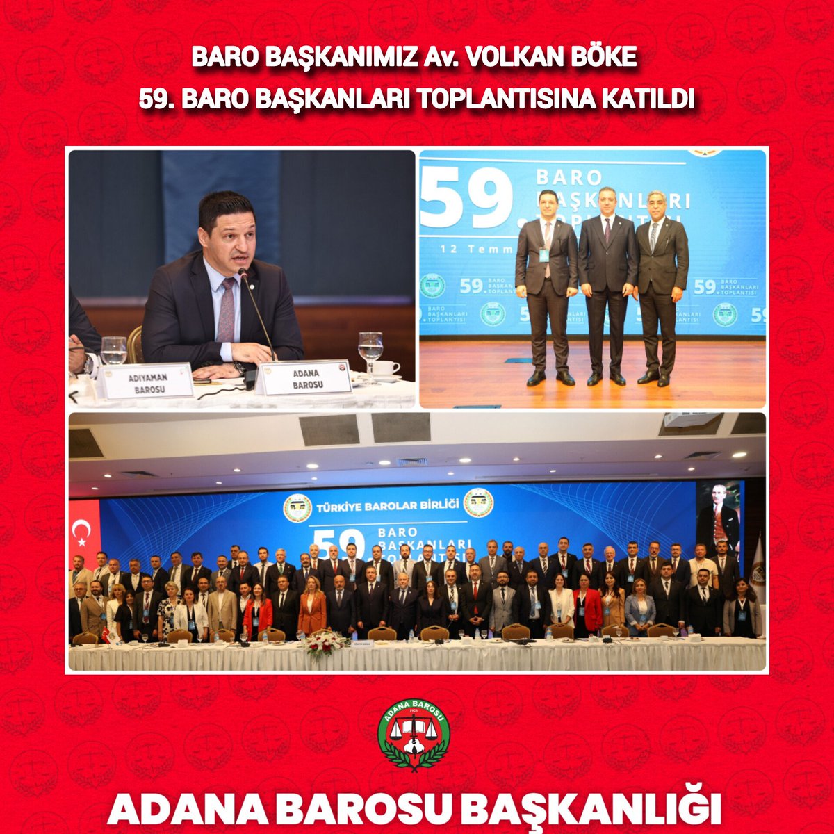 Adana Barosu (@adanabarosu) on Twitter photo BARO BAŞKANIMIZ Av. VOLKAN BÖKE 59. BARO BAŞKANLARI TOPLANTISINA KATILDI
<a href="/VolkanBoke/">Volkan Böke</a>
adanabarosu.org.tr/tr/barodan-hab… BARO BAŞKANIMIZ Av. VOLKAN BÖKE 59. BARO BAŞKANLARI TOPLANTISINA KATILDI
<a href="/VolkanBoke/">Volkan Böke</a>
adanabarosu.org.tr/tr/barodan-hab…