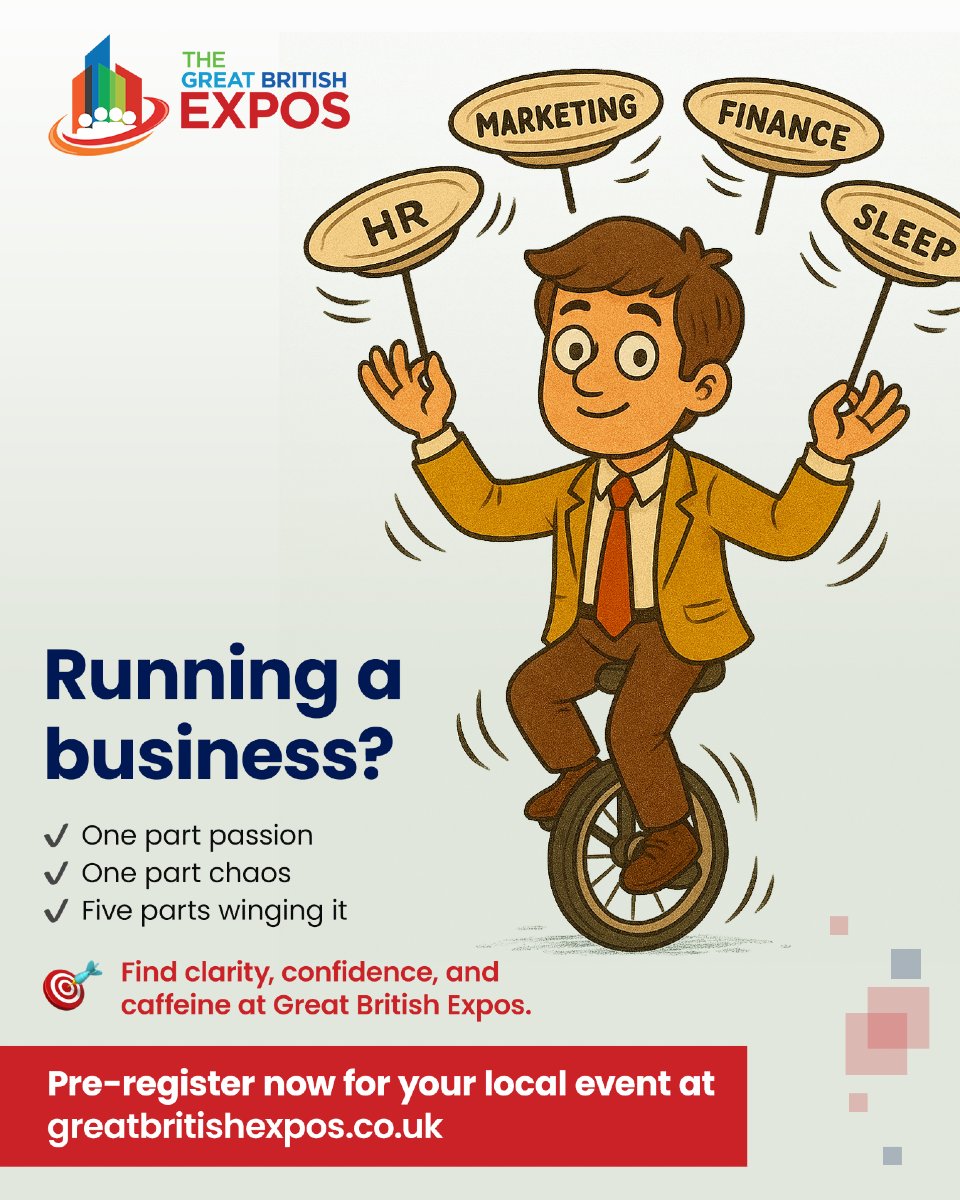 GBExpos's tweet image. Running a business?

 ✔ One part passion
 ✔ One part chaos
 ✔ Five parts winging it

🎯 Find clarity, confidence, and caffeine at Great British Expos.

#GBExpos #BusinessNetworking