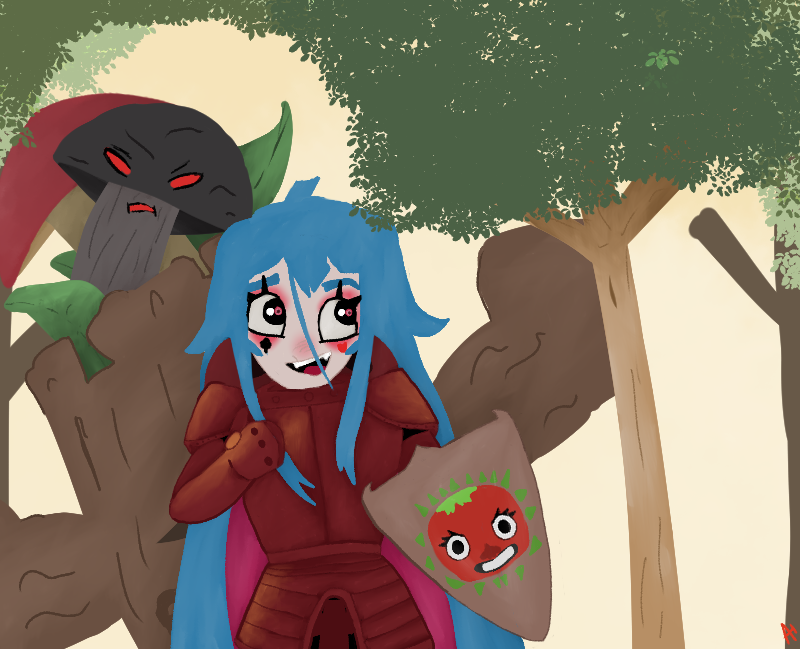 Because of a Conversation on <a href="/basedbinkie/">BasedBinkie</a>'s Discord I did draw Lord Tomata of Binkie turned into Pippi of Binkie and gave her a big Mockstump which has a Doom Shroom from Plants vs Zombies growing from it. I had fun.
#digitalartwork #fanart #CLIPSTUDIOPAINT