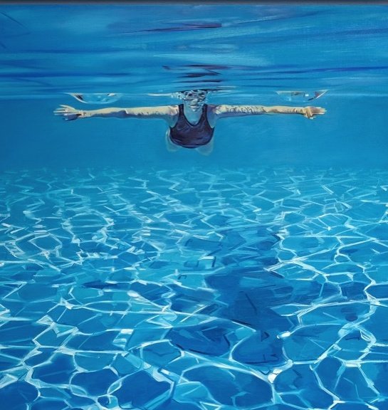 Contemporary UK artist Priscilla Watkins, known for her paintings of swimmers at Brockwell Lido, London #womensart #summer 🌊