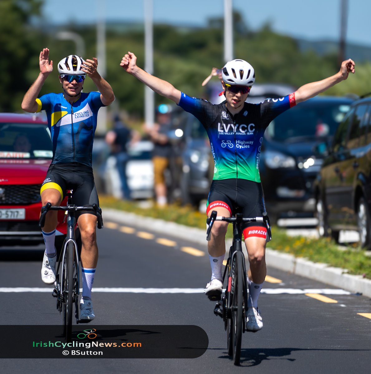 Nathan Levitt (Lee Valley Youth CC Team 1) &amp; Matthew Walls (Cycling Leinster) <a href="/JTIreland1/">Junior Tour Ireland</a> #jti25 
Photo by meeself 😀