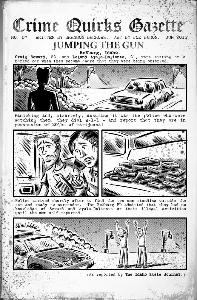 GuiltyCrimeMag's tweet image. Here's your weekly classic Crime Quirks Gazette by @BrandonBarrows and @JoeBadon!