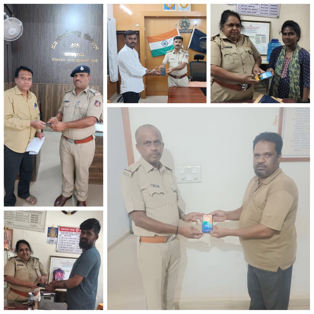 SP KOLAR (@kolarpolice) on Twitter photo ಈ ದಿನ ಕೋಲಾರ ಜಿಲ್ಲೆಯ ಮಾಲೂರು ಮತ್ತು ಕೋಲಾರ ನಗರ ಪೊಲೀಸ್ ಠಾಣೆಗಳಲ್ಲಿ ಸಾರ್ವಜನಿಕರು ತಮ್ಮ ಮೊಬೈಲ್ ಫೋನ್ ಗಳು ಕಳುವಾಗಿರುವ ಬಗ್ಗೆ ದೂರು ನೀಡಿದ್ದು ಅದರಂತೆ   ಸಿ.ಇ.ಐ.ಅರ್ ಪೋರ್ಟೆಲ್ ಮೂಲಕ  ಕಳುವಾಗಿದ್ದ ಮೊಬೈಲ್ಗಳನ್ನು ಪತ್ತೆ ಮಾಡಿ ಮಾಲೀಕರಿಗೆ ಹಸ್ತಾಂತರಿಸಲಾಯಿತು.
<a href="/DgpKarnataka/">DGP KARNATAKA</a> <a href="/IgpRange/">IGP Central Range</a> #karntakastatepolice #kolar ಈ ದಿನ ಕೋಲಾರ ಜಿಲ್ಲೆಯ ಮಾಲೂರು ಮತ್ತು ಕೋಲಾರ ನಗರ ಪೊಲೀಸ್ ಠಾಣೆಗಳಲ್ಲಿ ಸಾರ್ವಜನಿಕರು ತಮ್ಮ ಮೊಬೈಲ್ ಫೋನ್ ಗಳು ಕಳುವಾಗಿರುವ ಬಗ್ಗೆ ದೂರು ನೀಡಿದ್ದು ಅದರಂತೆ   ಸಿ.ಇ.ಐ.ಅರ್ ಪೋರ್ಟೆಲ್ ಮೂಲಕ  ಕಳುವಾಗಿದ್ದ ಮೊಬೈಲ್ಗಳನ್ನು ಪತ್ತೆ ಮಾಡಿ ಮಾಲೀಕರಿಗೆ ಹಸ್ತಾಂತರಿಸಲಾಯಿತು.
<a href="/DgpKarnataka/">DGP KARNATAKA</a> <a href="/IgpRange/">IGP Central Range</a> #karntakastatepolice #kolar