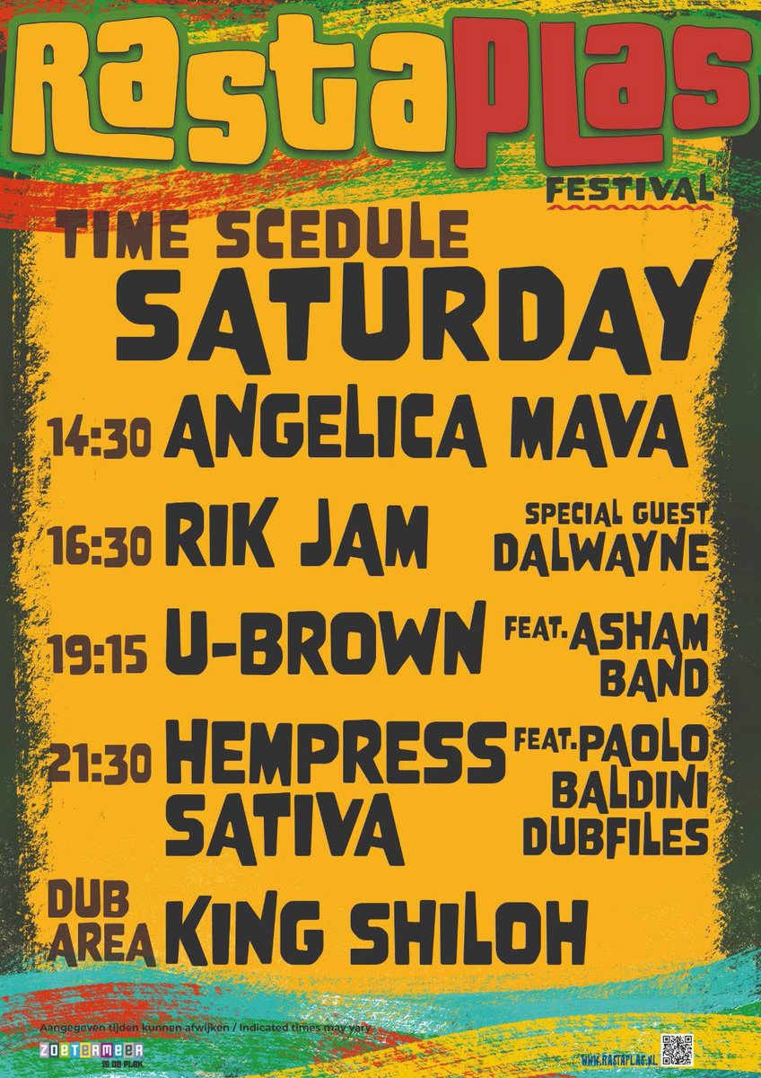 🌿  festival line up  🌿
Come over and celebrate with friends our massive 20th edition of happiness on the 18th &amp; 19th of July give thanks for life ! 💚💛❤️ for tickets rastaplas.stager.co/web/tickets 
#RastaPlas #Zoetermeer #OneLove #NoordAa